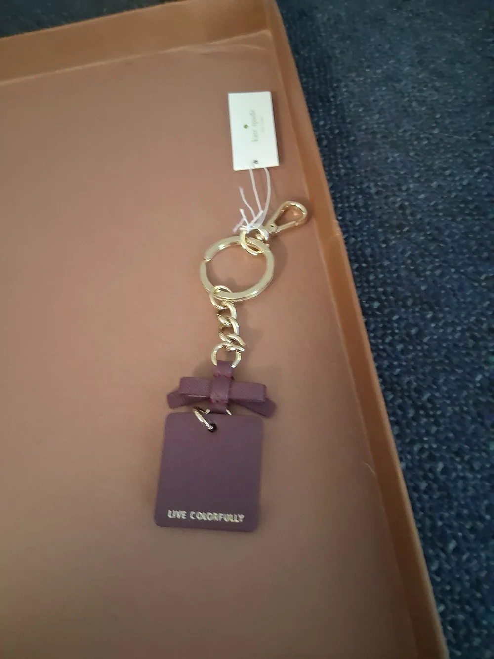 Kate Spade  Plum Leather Key & Card Holder with Bow